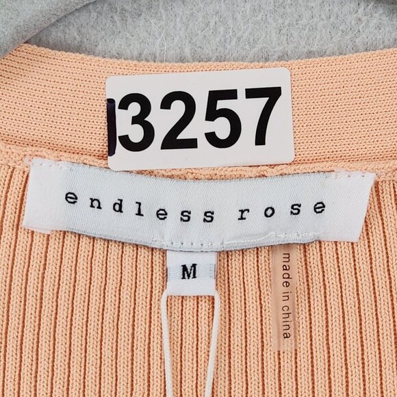 Endless Rose Sweater Womens Medium Coral Orange Long Ribbed Duster Cardigan NEW - Picture 9 of 12